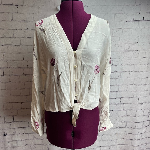 Rails size XS sloane Tulips ivory long sleeve blouse - Picture 1 of 5